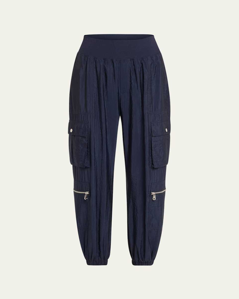 Genevive Satin Cargo Jogger Pants