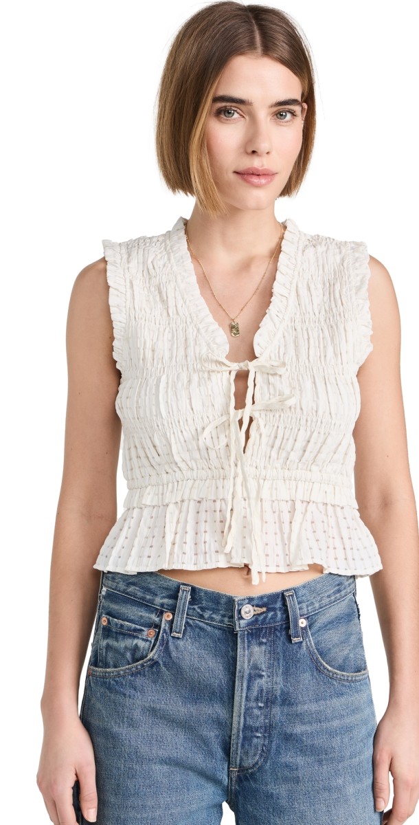 RAILS Martine Top Ivory Seersucker