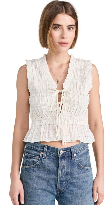 RAILS Martine Top Ivory Seersucker