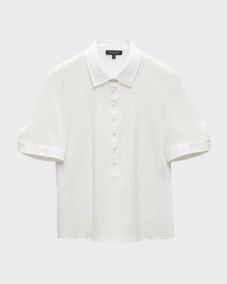 Short-Sleeve Mixed Media Polo Shirt