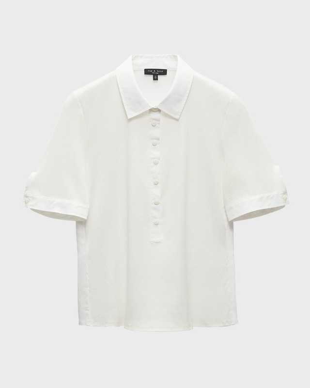 Short-Sleeve Mixed Media Polo Shirt