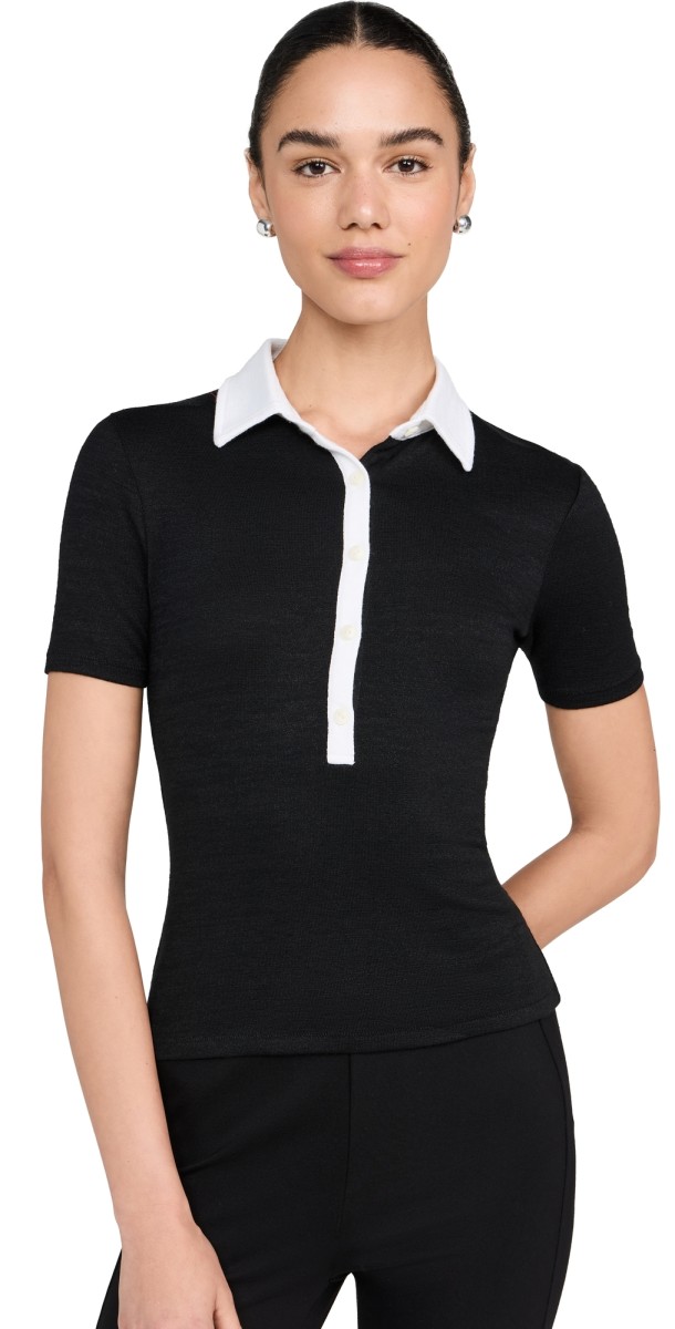 rag & bone The Knit Button Shirt Black