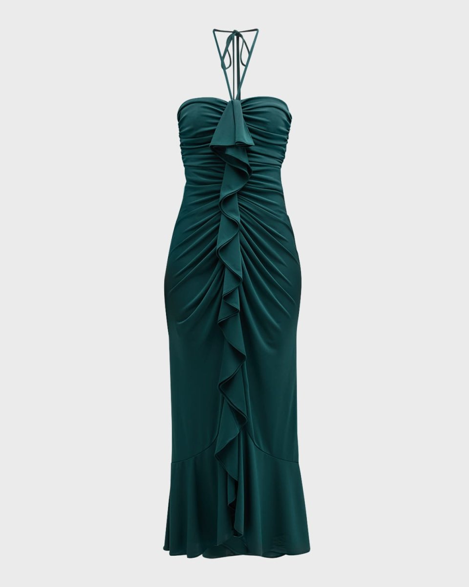 Eilis Ruffled Halter Midi Dress
