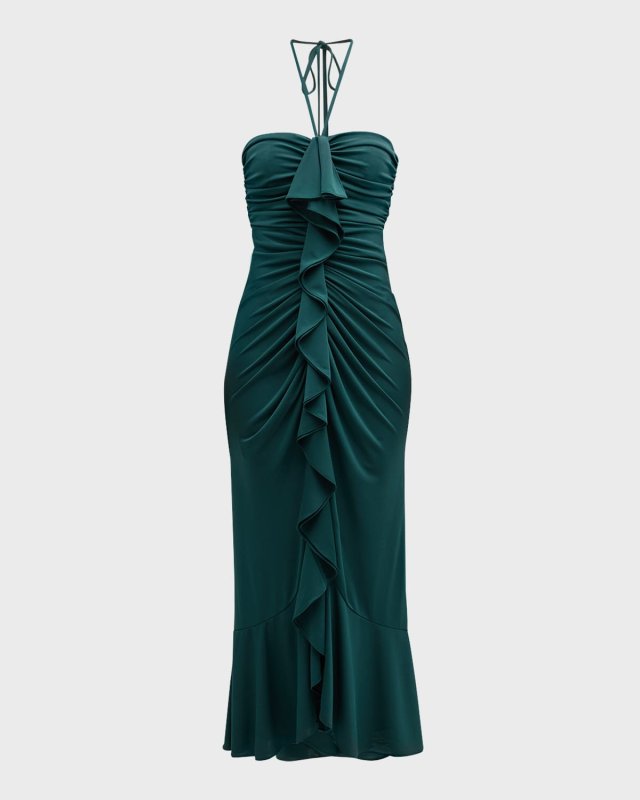 Eilis Ruffled Halter Midi Dress