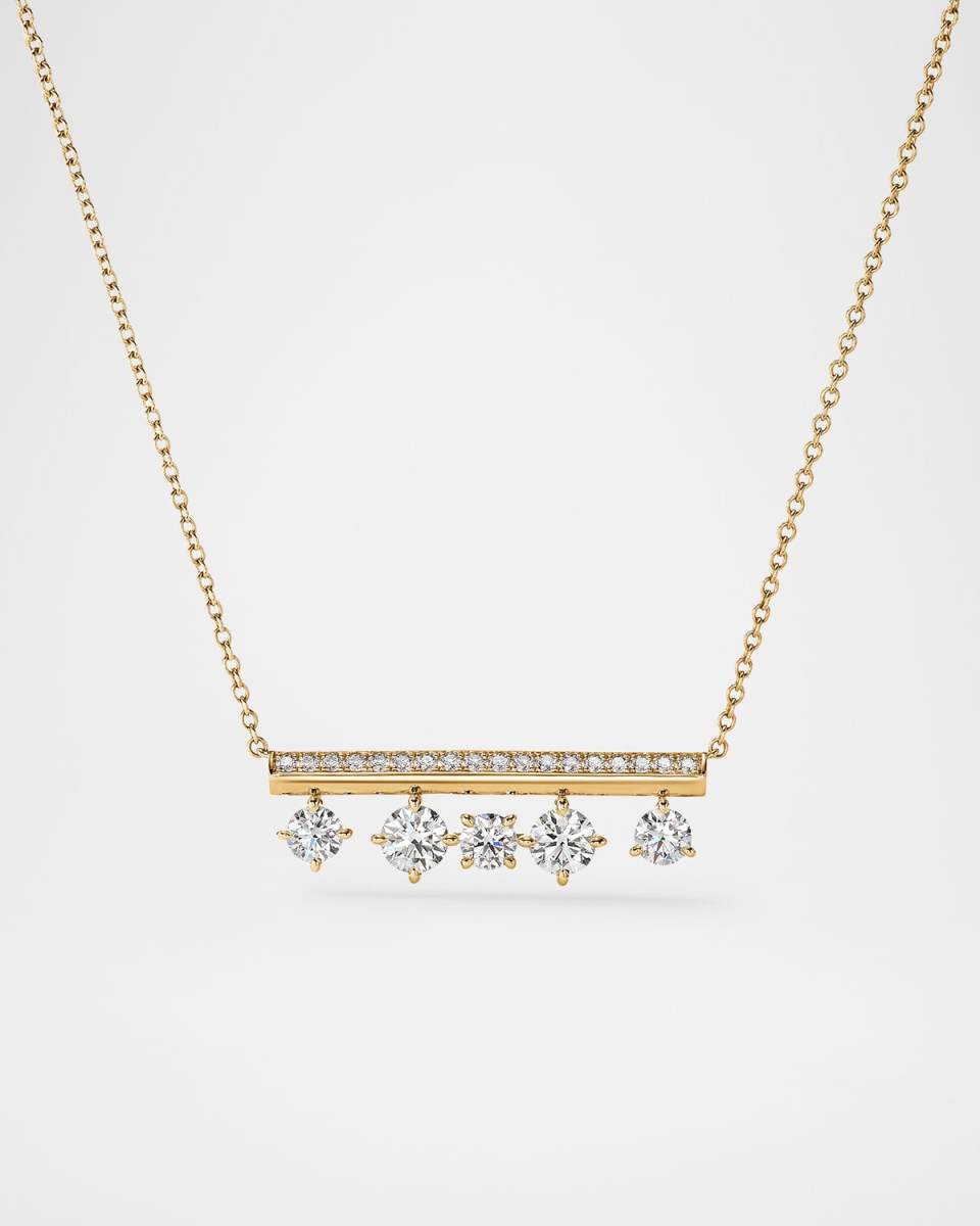 Barre 18K Yellow Gold Floating Diamond Pendant Necklace