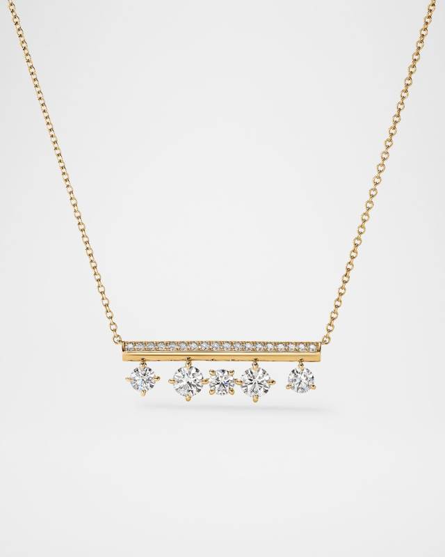 Barre 18K Yellow Gold Floating Diamond Pendant Necklace