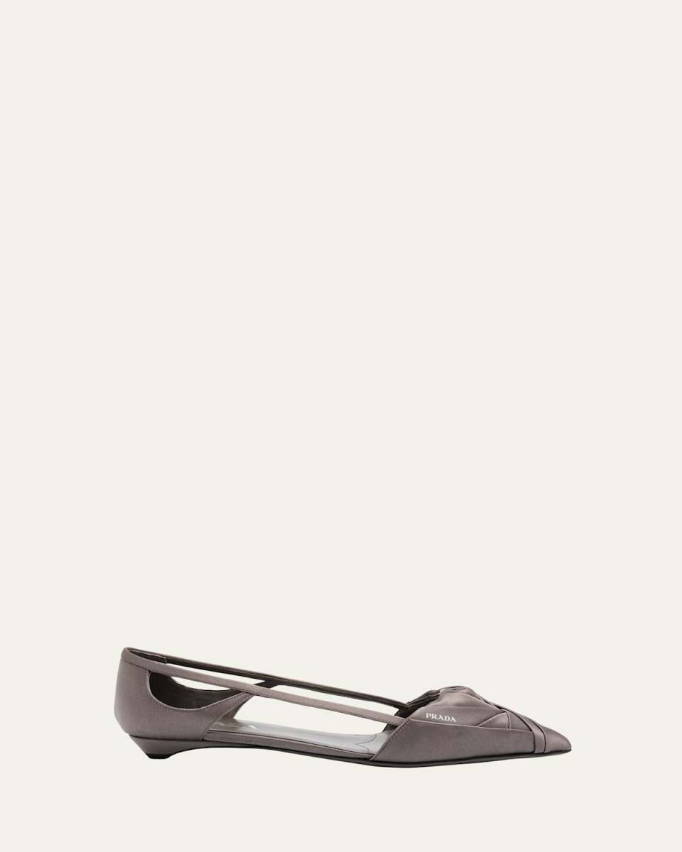 Satin Rose Cutout Ballerina Flats