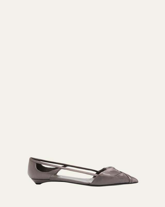 Satin Rose Cutout Ballerina Flats