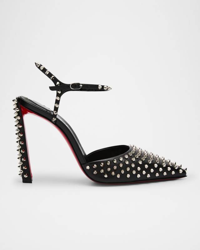 Condora Spikes Red Sole Ankle-Strap Pumps