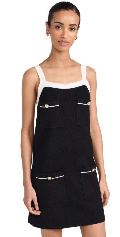 English Factory Knit Mini Dress With Pockets Black/Cream