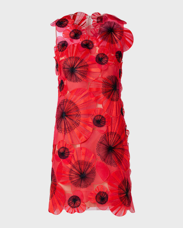 Anemone Sheath Dress with Silk Organza Floral Detail