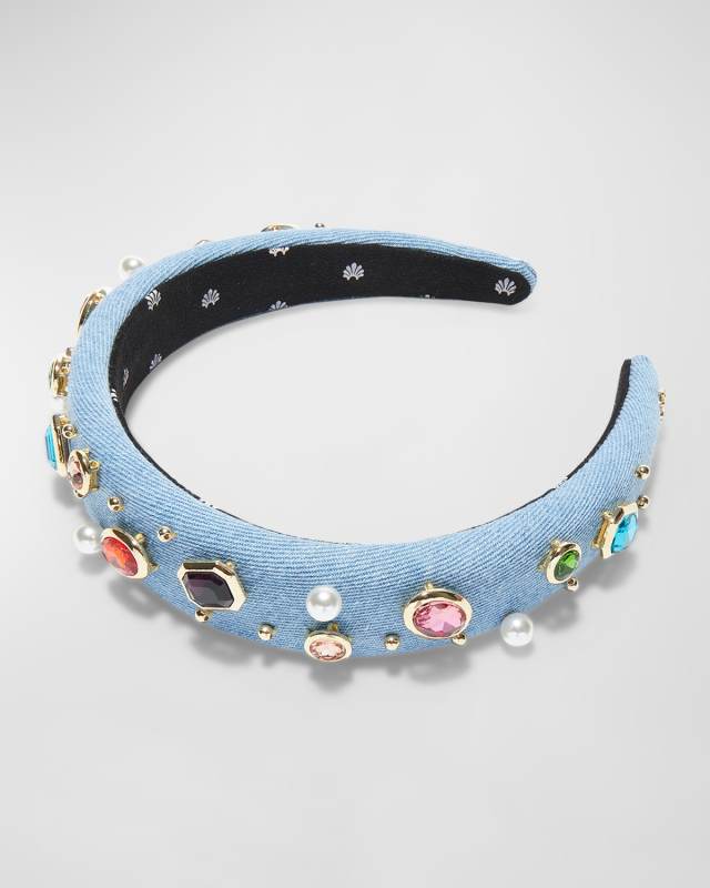 Alice Bezel Embellished Denim Headband