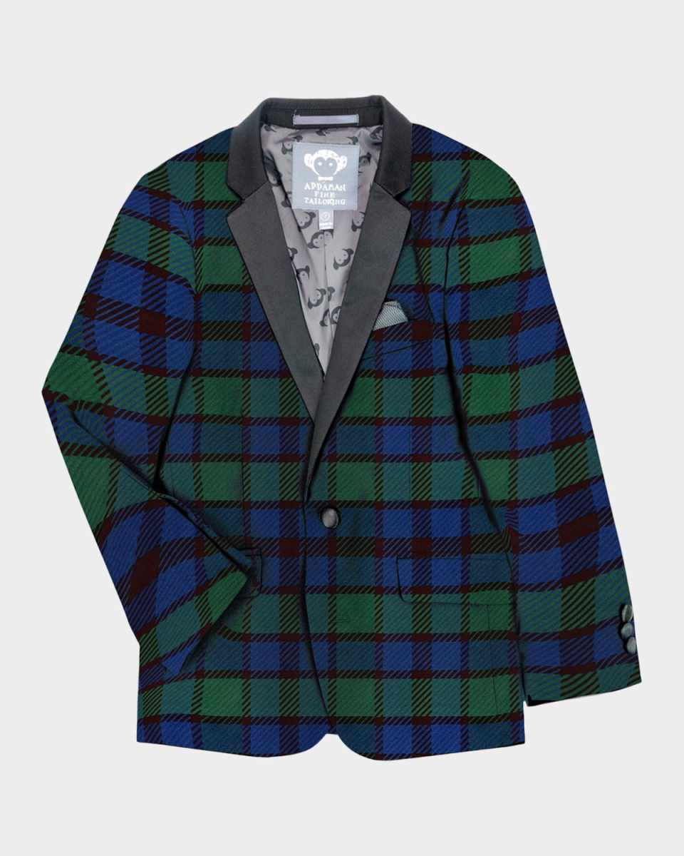 Boy's Tuxedo Suit Jacket, Plaid, Size 2-12