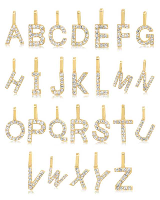 14K Pave Diamond Initial Charm