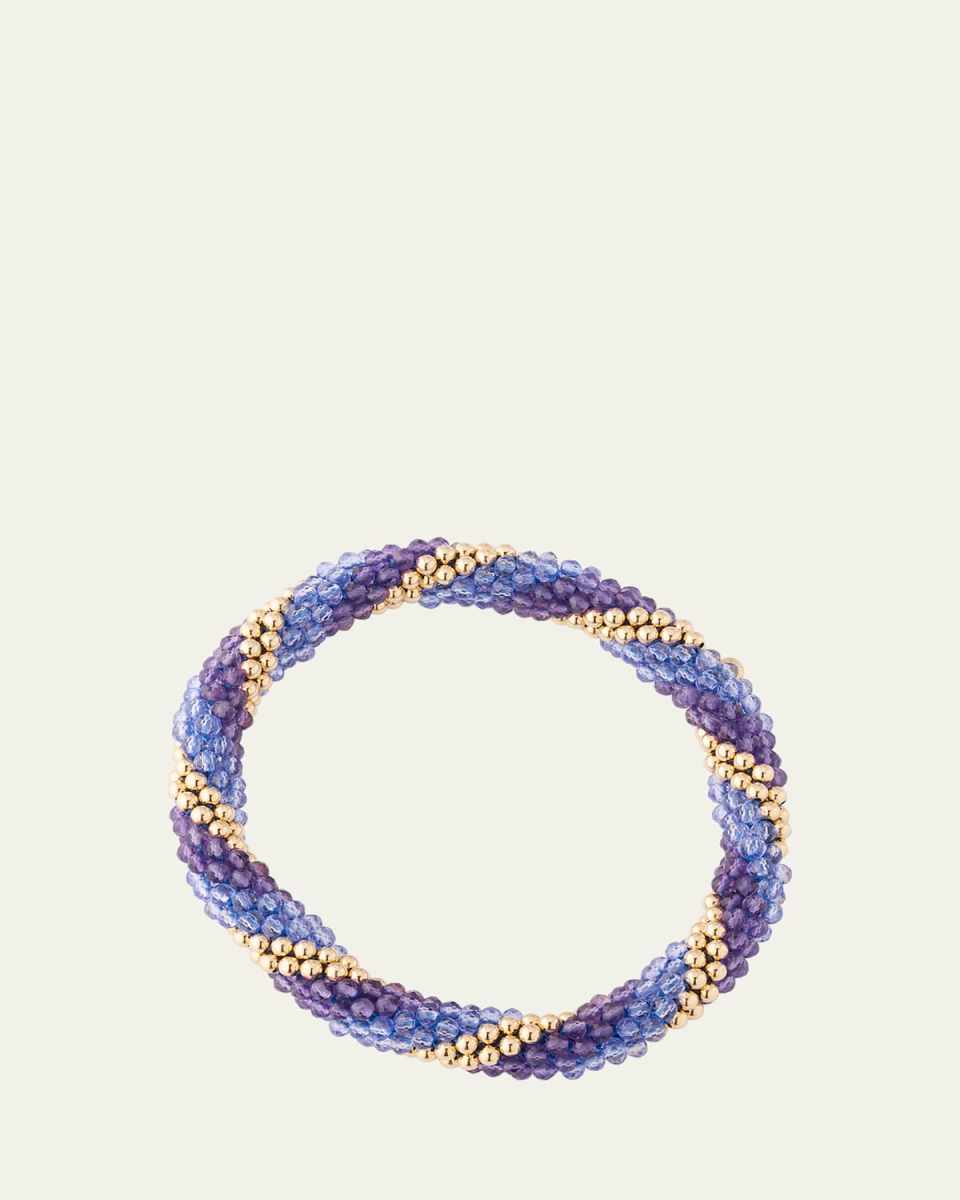 14K Yellow Gold, Amethyst and Zircon Bead Bracelet
