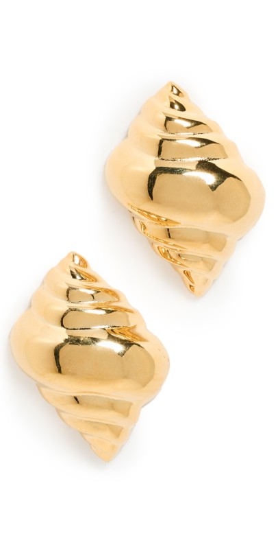 Kenneth Jay Lane Polished Shell Earrings Gold