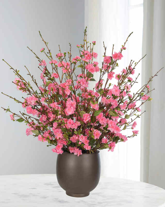 Apple Blossoms 41" Faux Floral Arrangement in a Concrete Pot