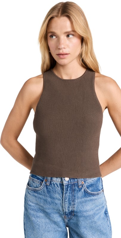 Reformation Hudson Ribbed Sweater Tank Putty