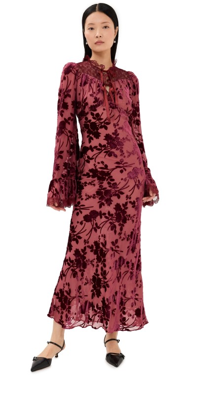 Rodarte Burnout Bias Dress Burgundy