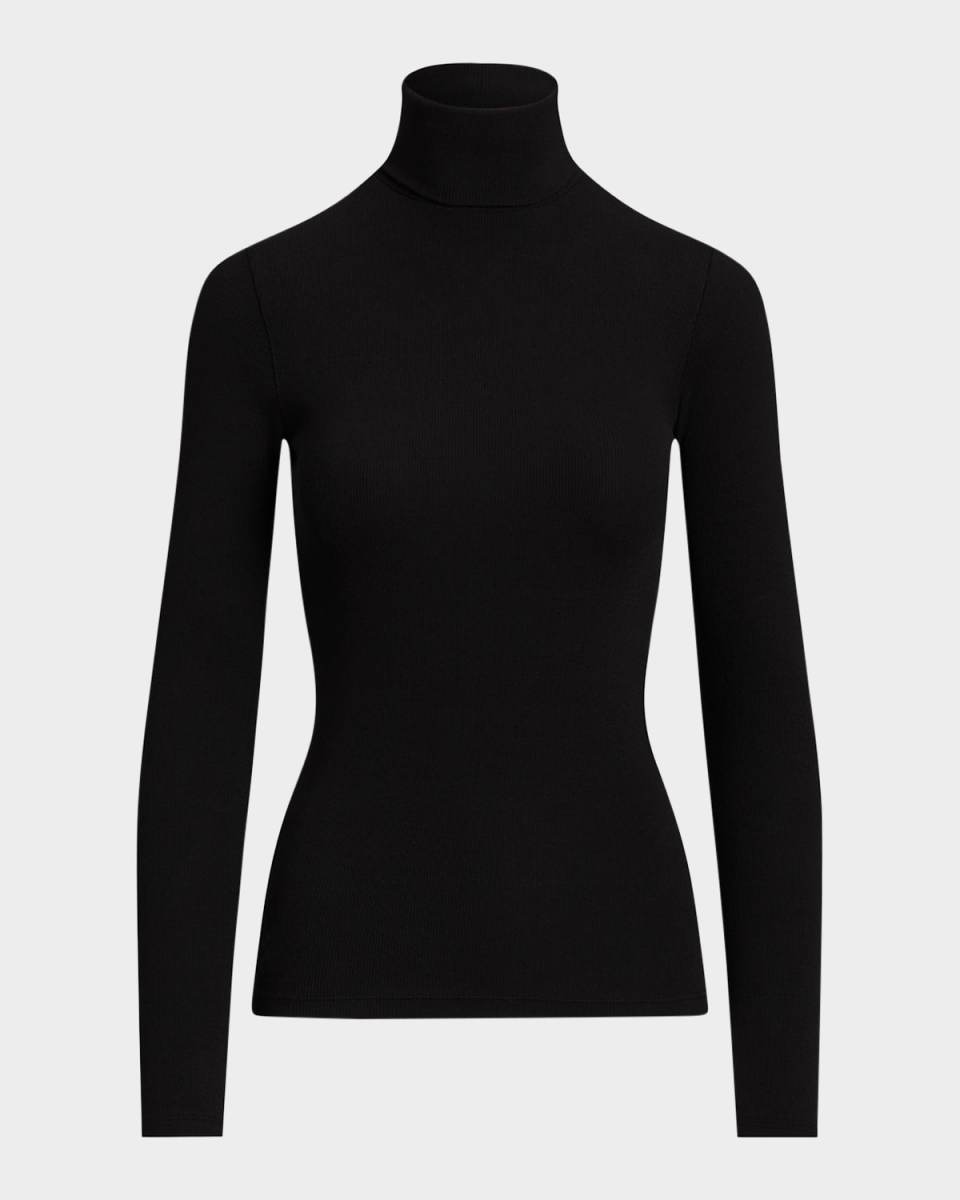 Rib-Knit Slim Turtleneck Top