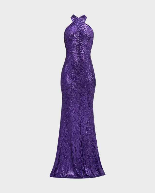 Sequin Halter Gown