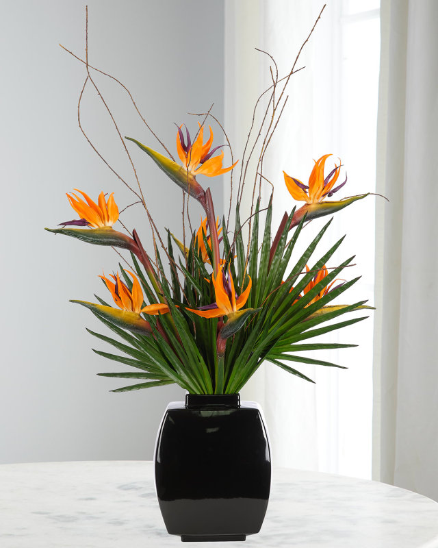 Bird of Paradise 41" Faux Floral Arrangement in Ceramic Vase