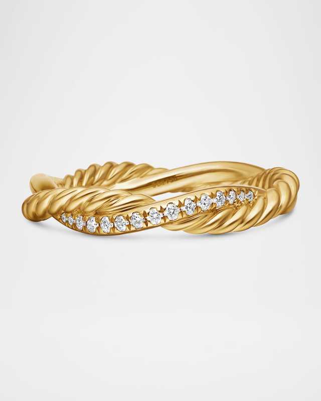 Petite Infinity Band Ring in 18K Yellow Gold with Diamonds, 4mm