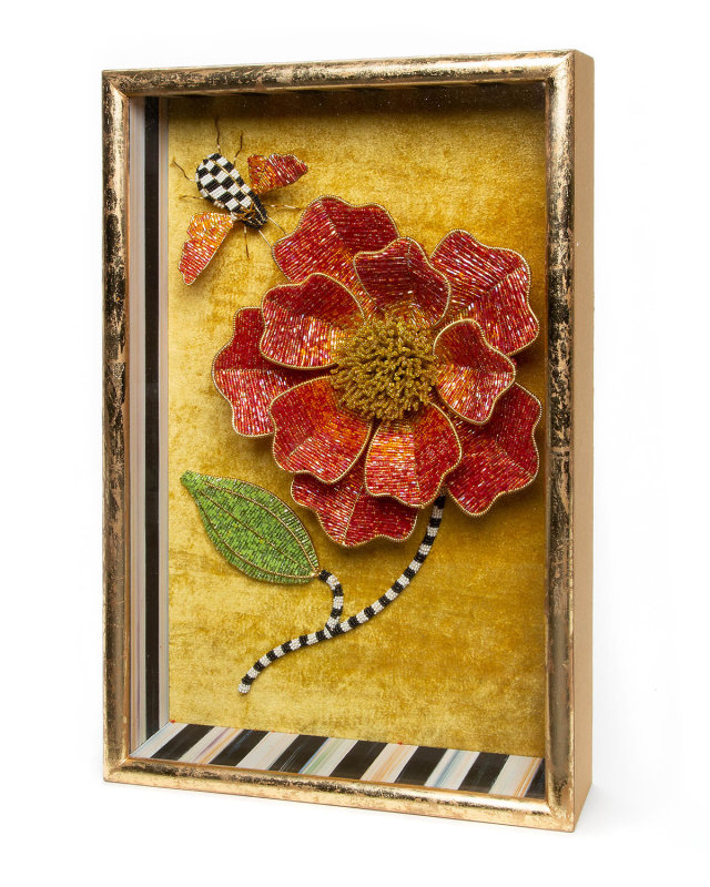Beaded Peony Shadow Box
