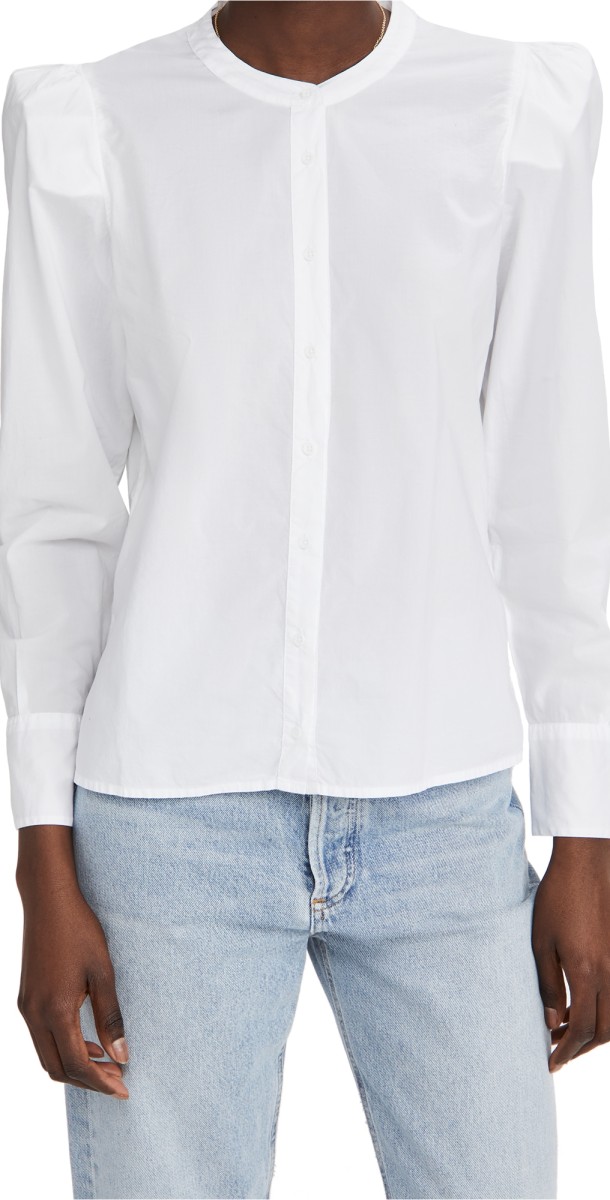 Nation LTD Tallulah Bold Shoulder Button Down Blouse White