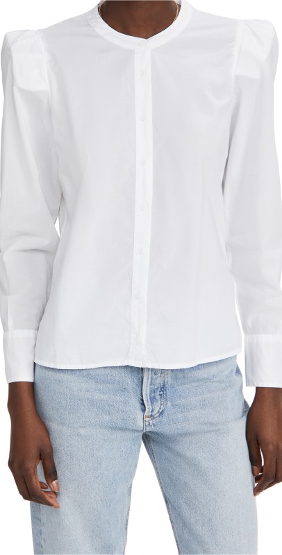 Nation LTD Tallulah Bold Shoulder Button Down Blouse White