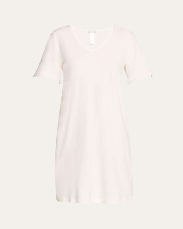 Rosa Embroidered-Trim Cotton Nightgown
