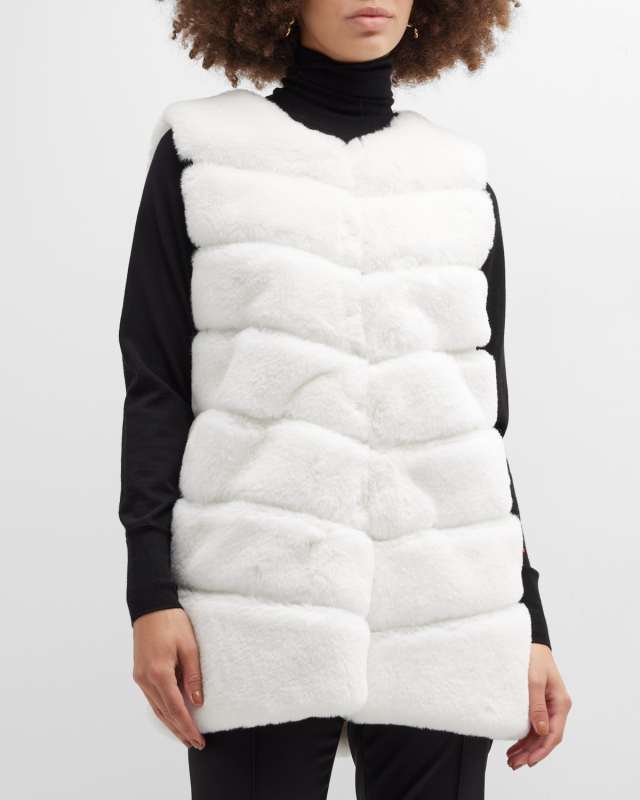 Plush Chevron Faux Fur Vest