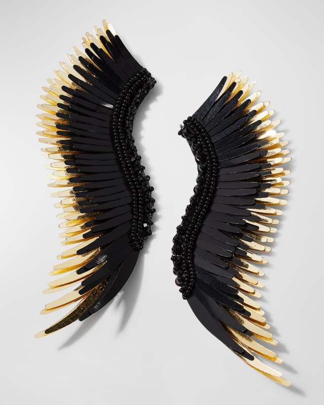 Madeline Beaded Statement Earrings, Black/Golden