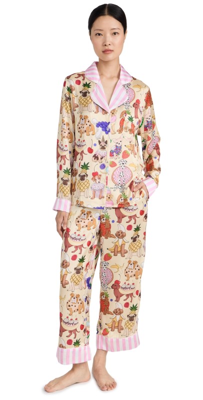 Karen Mabon Dog Desserts Long Sleeve PJ Set Cream
