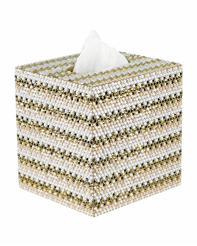 Biarritz Boutique Tissue Box with Swarovski Crystals, Gold