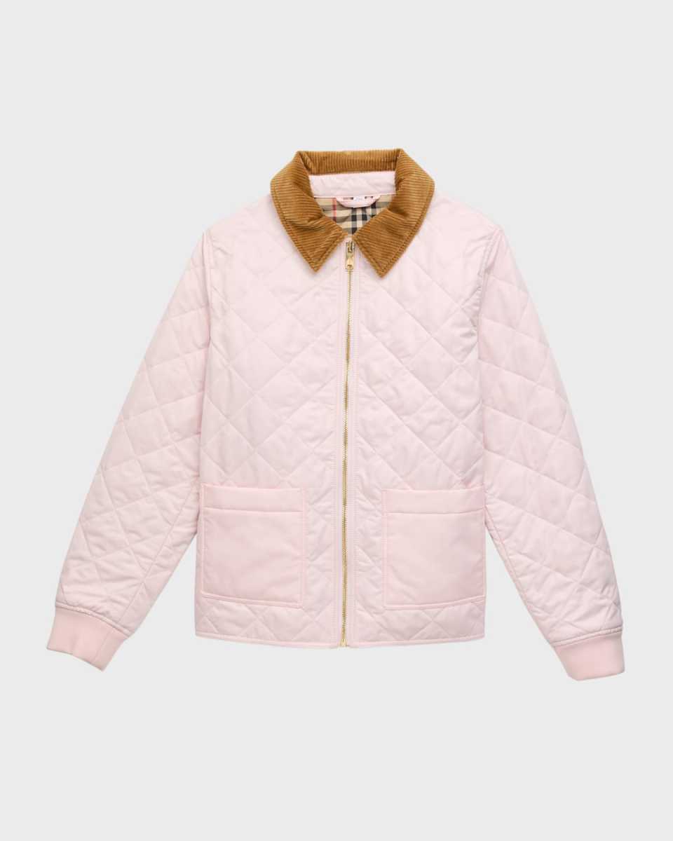 Girl's Otis Quilted Check-Print Lined Jacket, Size 3-12