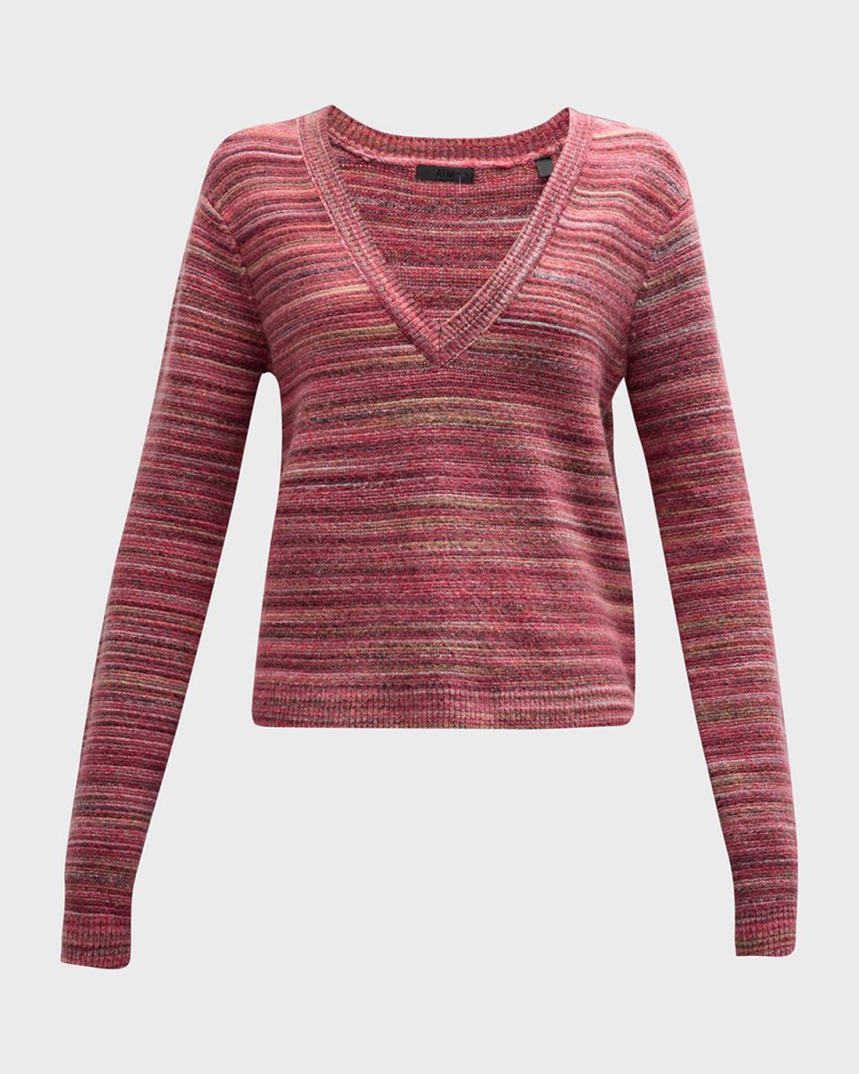 Spacedyed Cotton-Blend Deep V-Neck Sweat