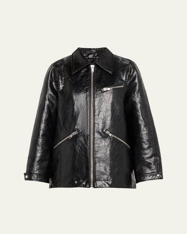 Textured Faux-Leather Ranch Jacket