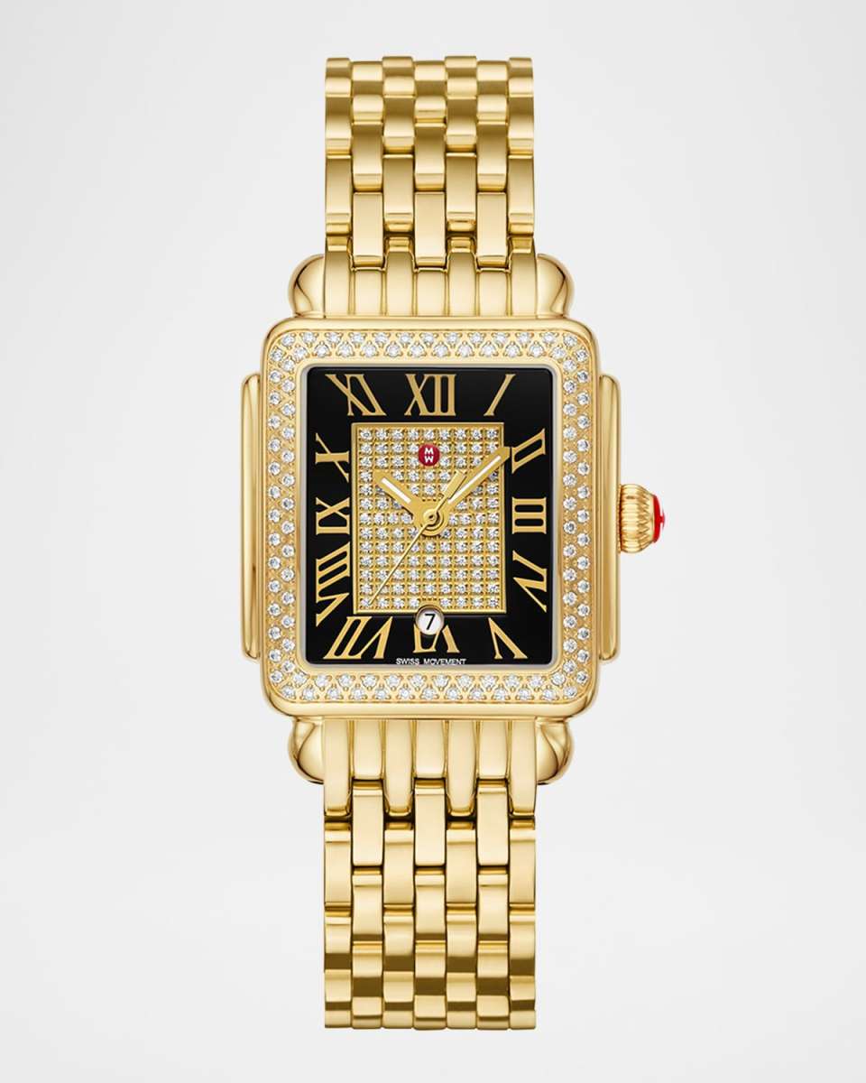 Deco Madison Mid Noir Diamond Dial Gold Bracelet Watch