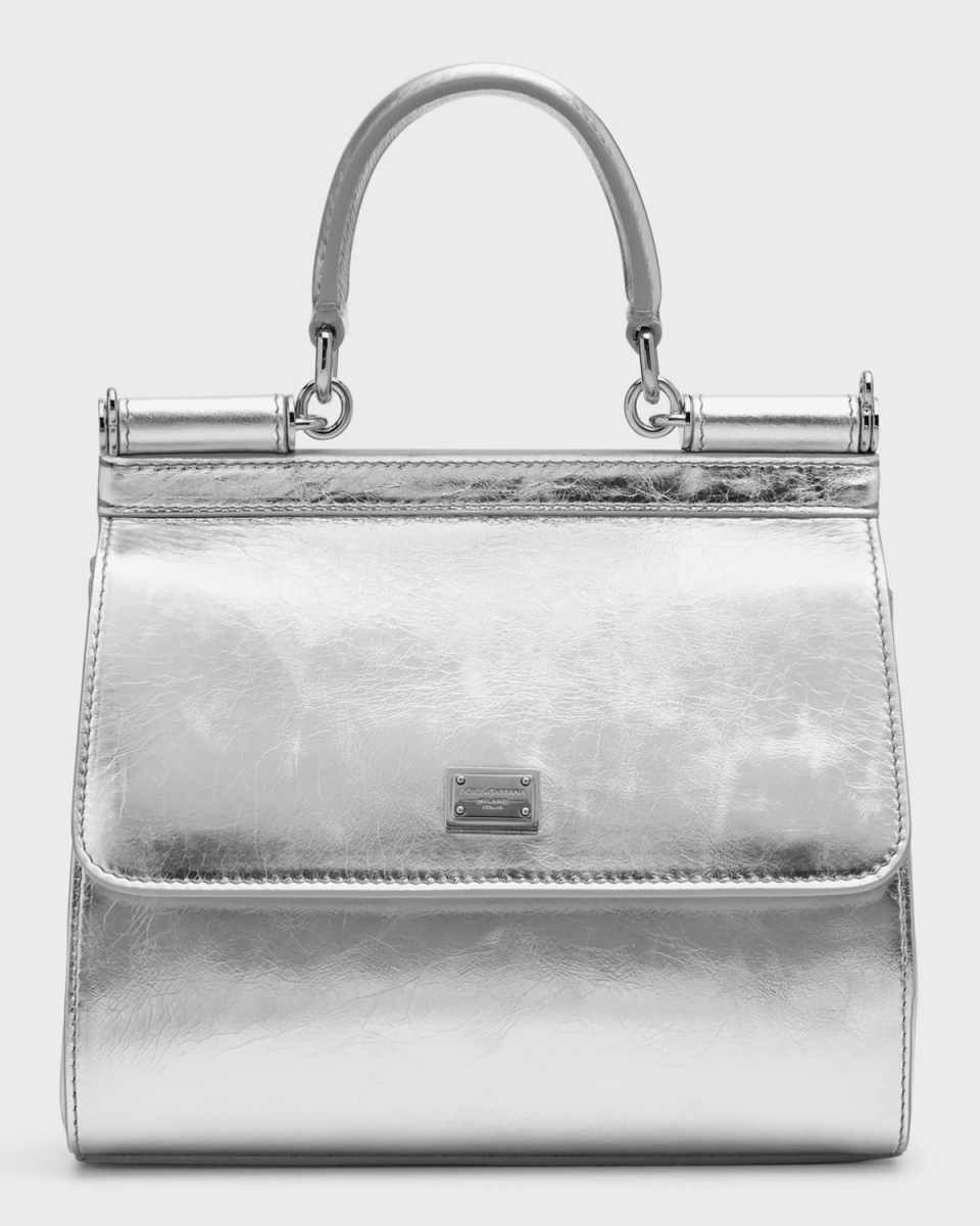 Sicily Metallic Leather Top-Handle Bag