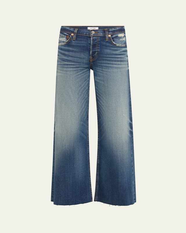 Mid-Rise Wide-Leg Cropped Jeans