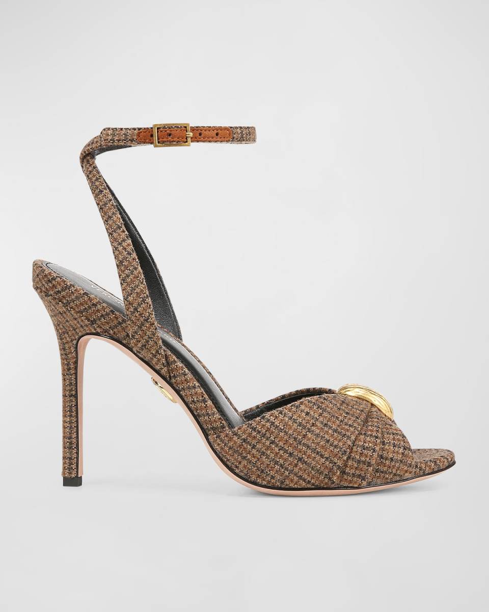 Genevieve Gingham Ankle-Strap Sandals