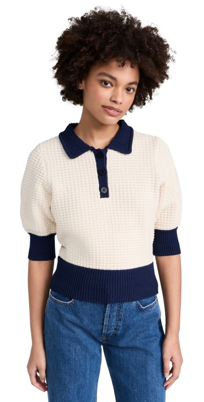 STAUD Altea Sweater Ivory/Navy