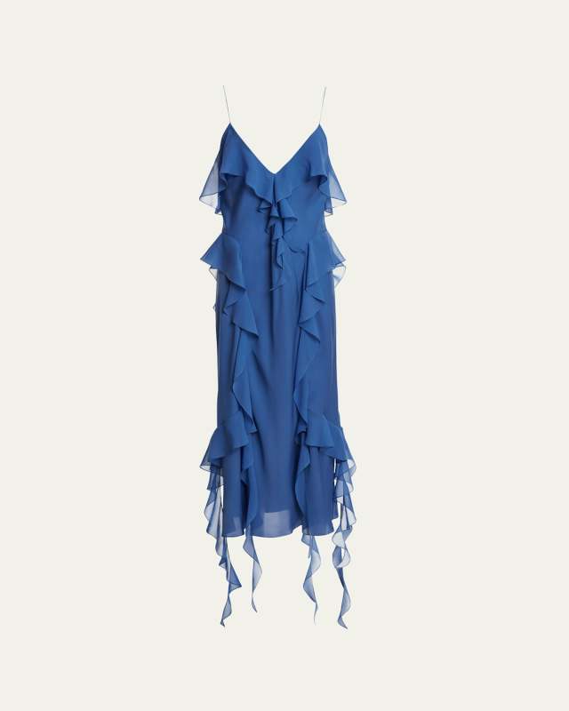 Pim Cascading-Ruffles Sleeveless Maxi Dress