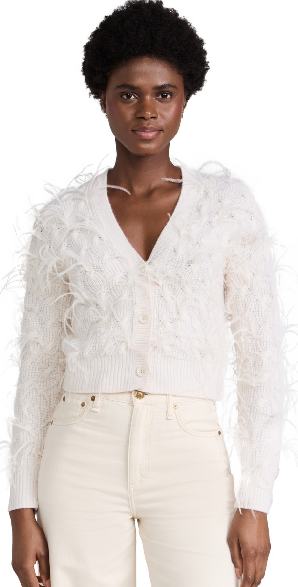 SIMKHAI Andres Cropped Cardigan Ivory