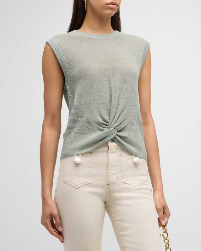 Kellen Sleeveless Twist-Front Sweater
