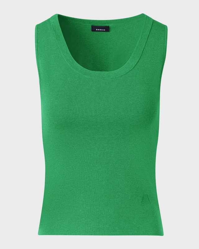 Scoop-Neck Fitted Rib Knit Tank Top