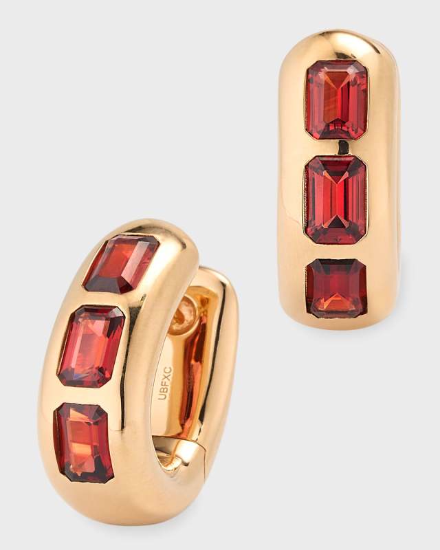 18K Rose Gold Icon 3 Stone Earrings