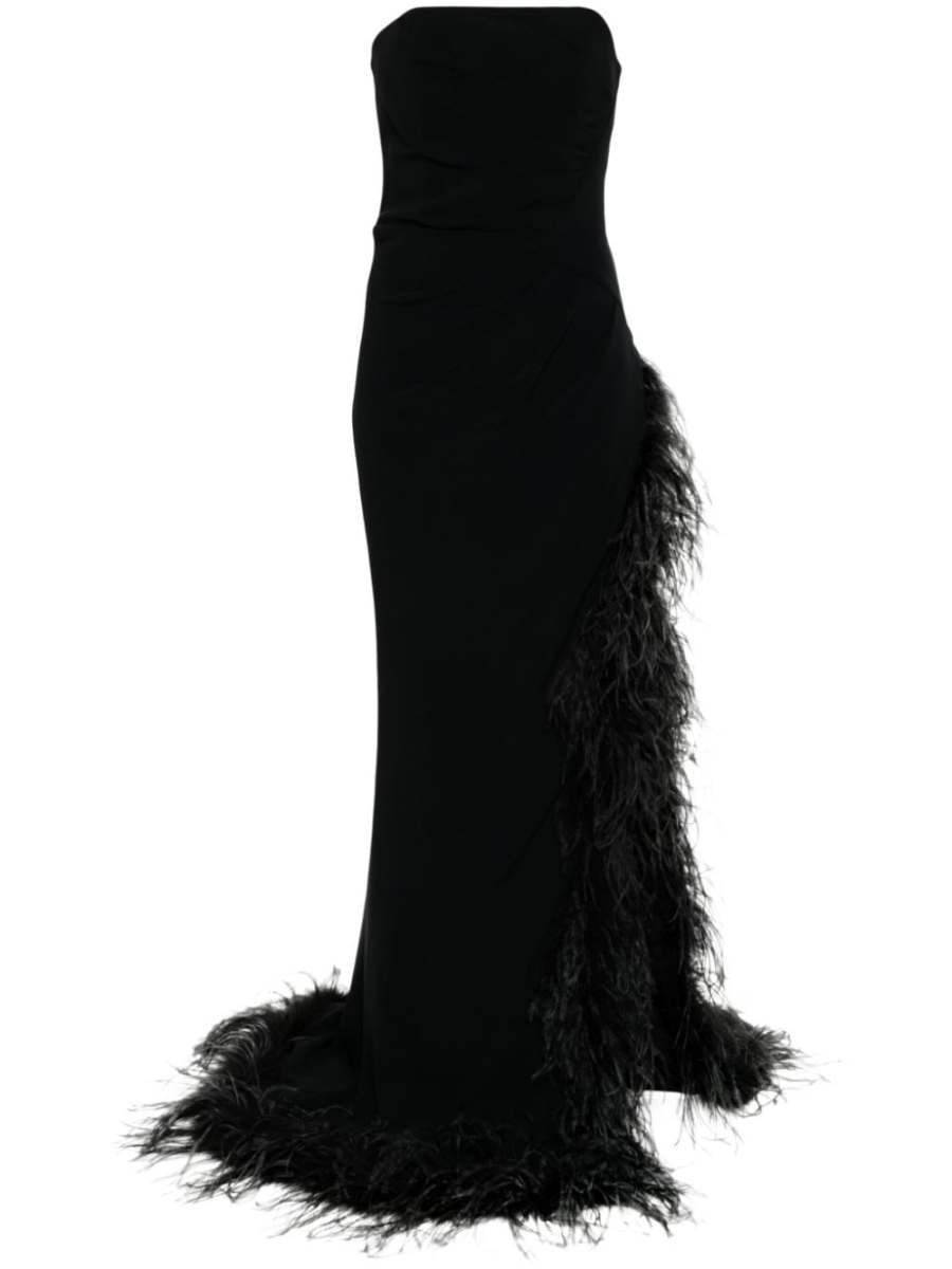 feather-detailing cady gown