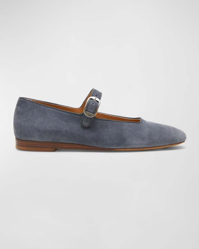 Classic Suede Mary Jane Ballerina Flats